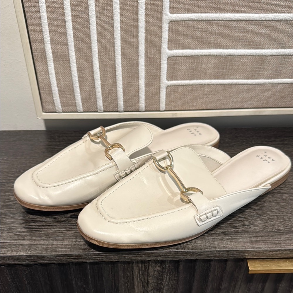 a new day Cream Mules with Gold Accent